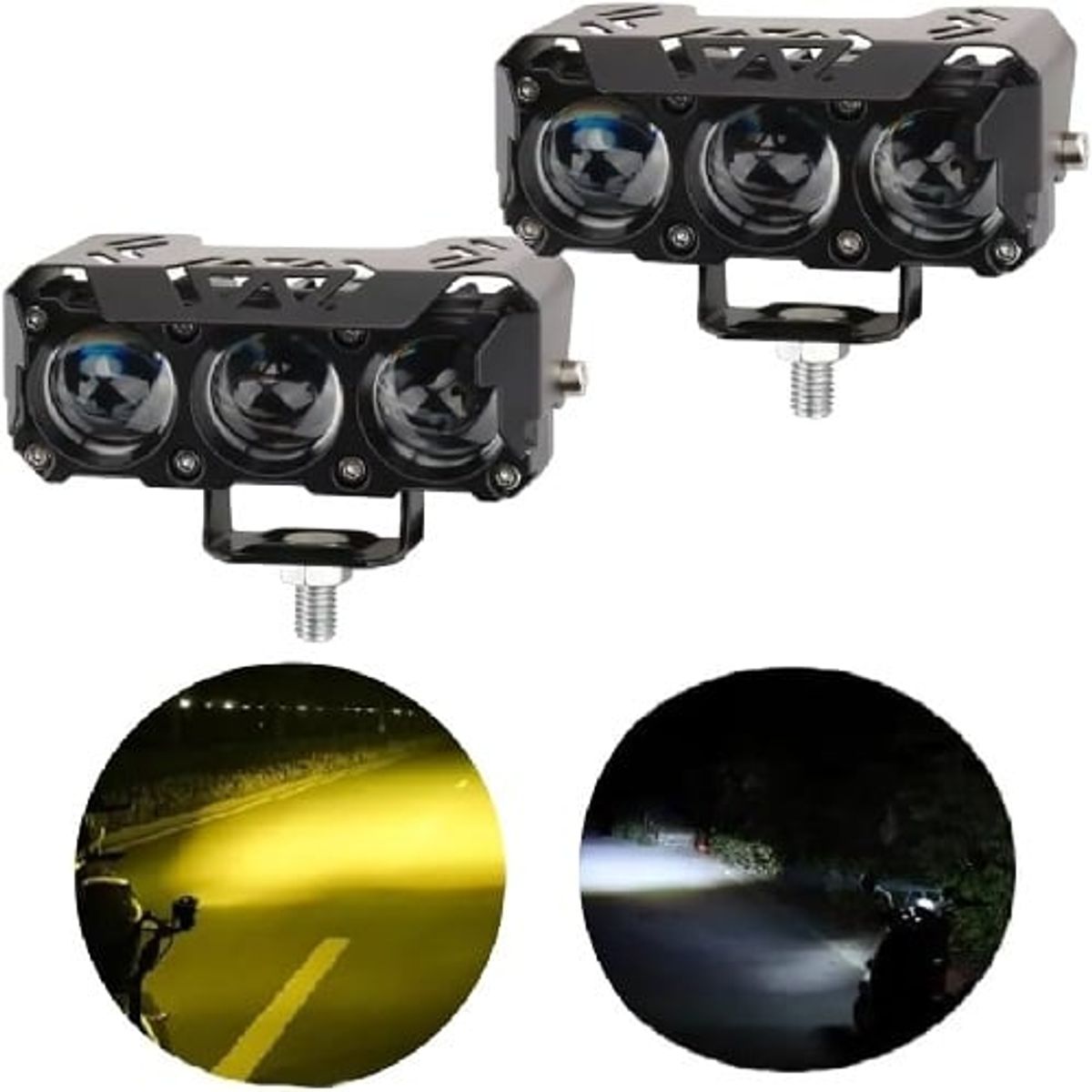 GENERICO - Faros Led Neblineros 3 Lupa Ultra Potente Luz Doble Color