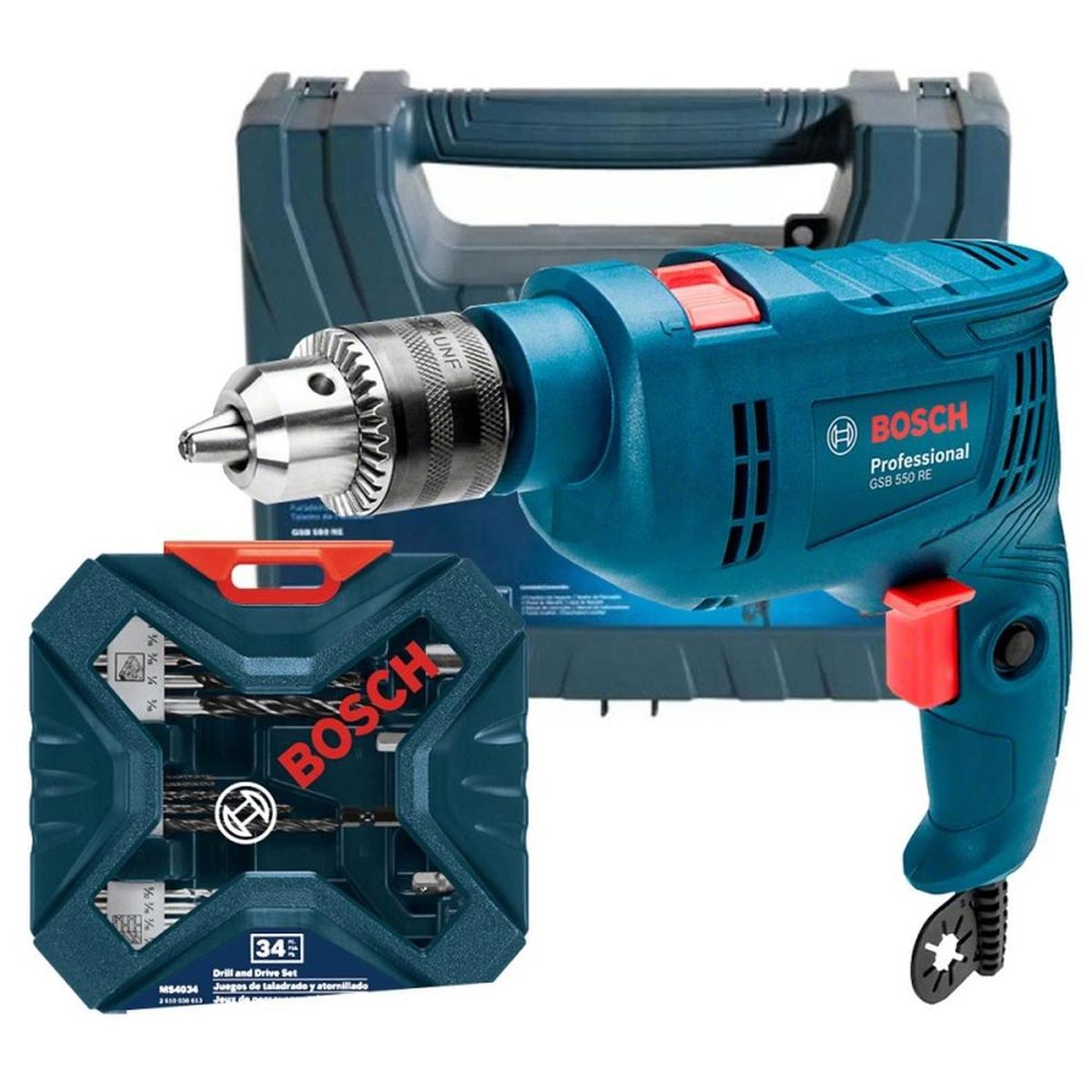 BOSCH - Taladro Percutor 1/2" 550W + Set de Accs X-LINE 34 pzas Bosch 0615.A00.0N6-000
