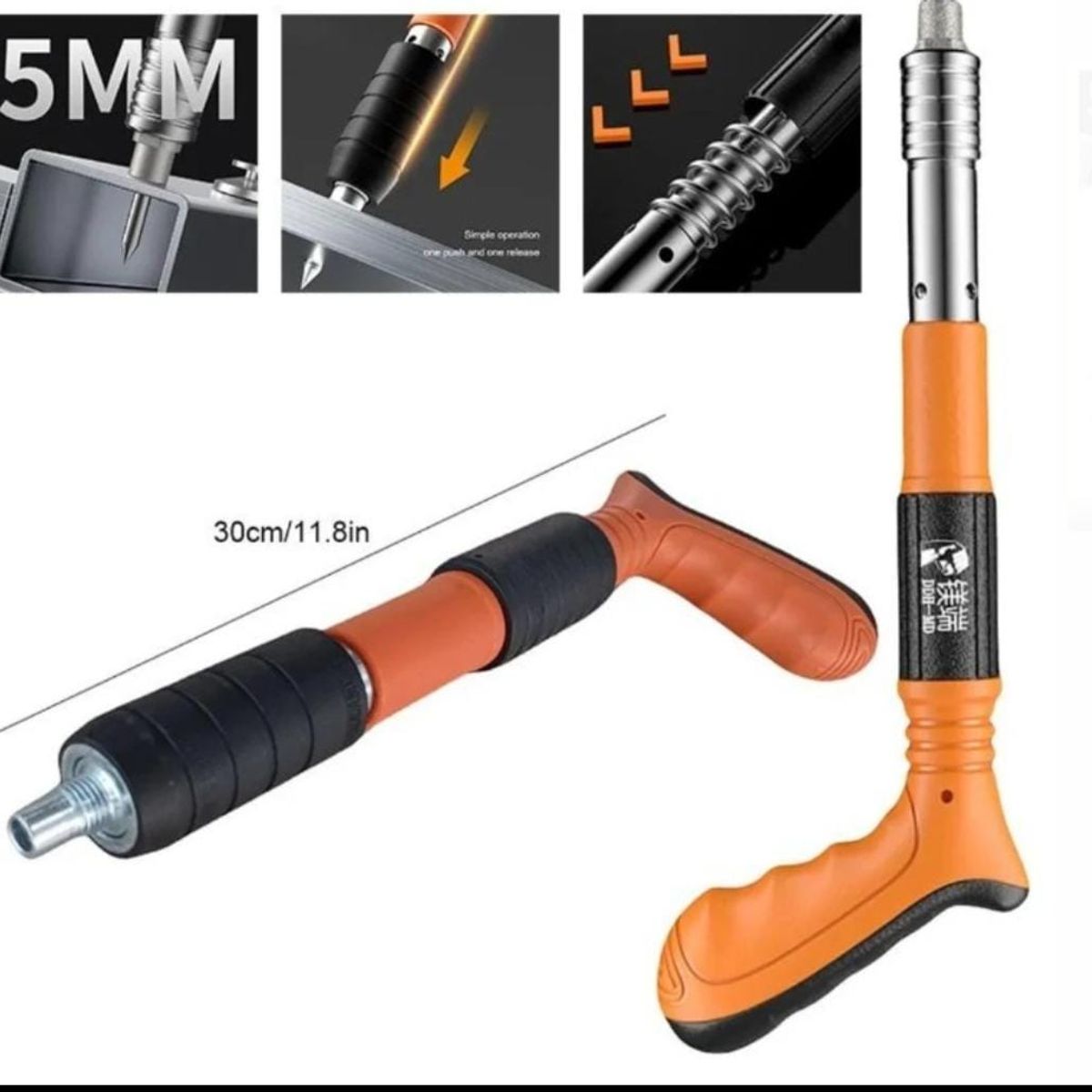 GENERICO - PISTOLA FULMINANTE NARANJA+ 50 CLAVOS AJUSTABLE