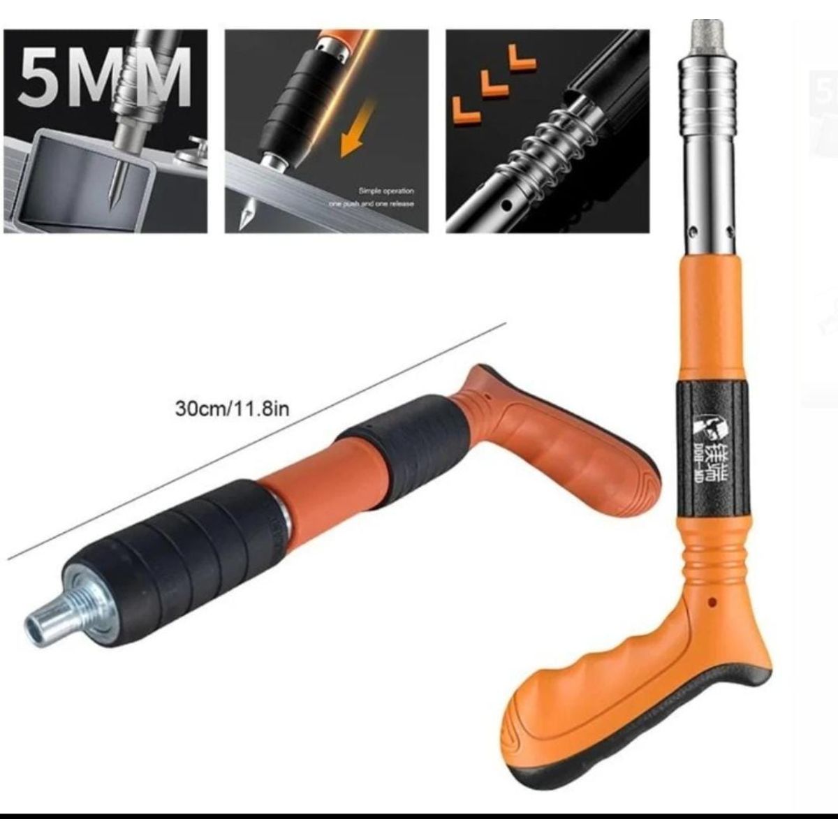 GENERICO - PISTOLA FULMINANTE NARANJA+ 50 CLAVOS AJUSTABLE