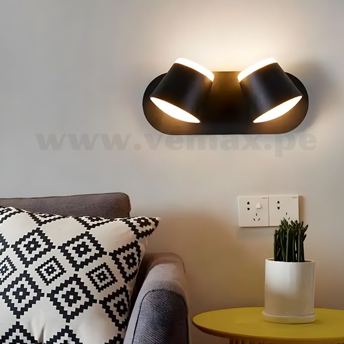 GENERICO - Aplique Black Box Rian 2  Luz Cálida