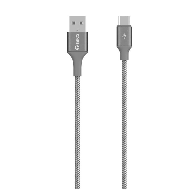 TEROS - Cable USB TEROS TE-70211W Tipo A a Tipo C 3A 60W Máx gris