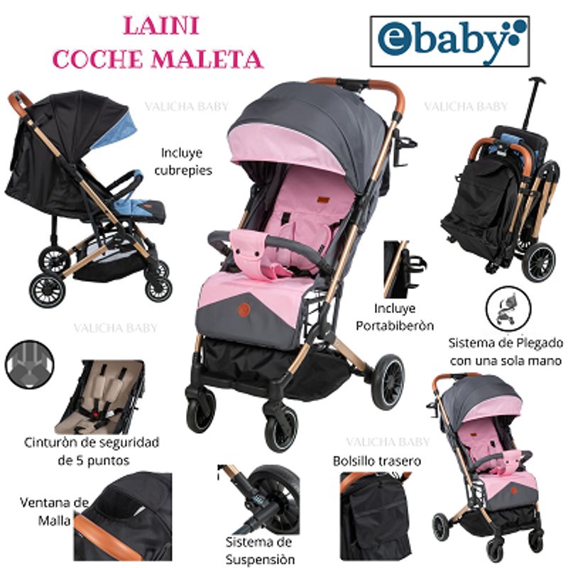 EBABY - COCHE MALETA LAINI - ROSADO