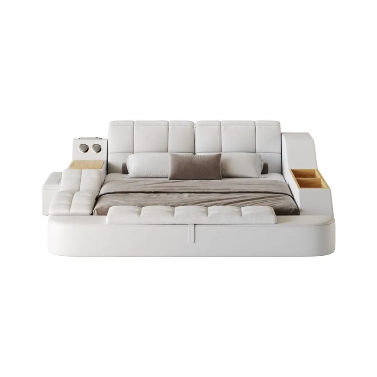 GENERICO - Cama Tapizada Bianca - King Plz - Gris claro