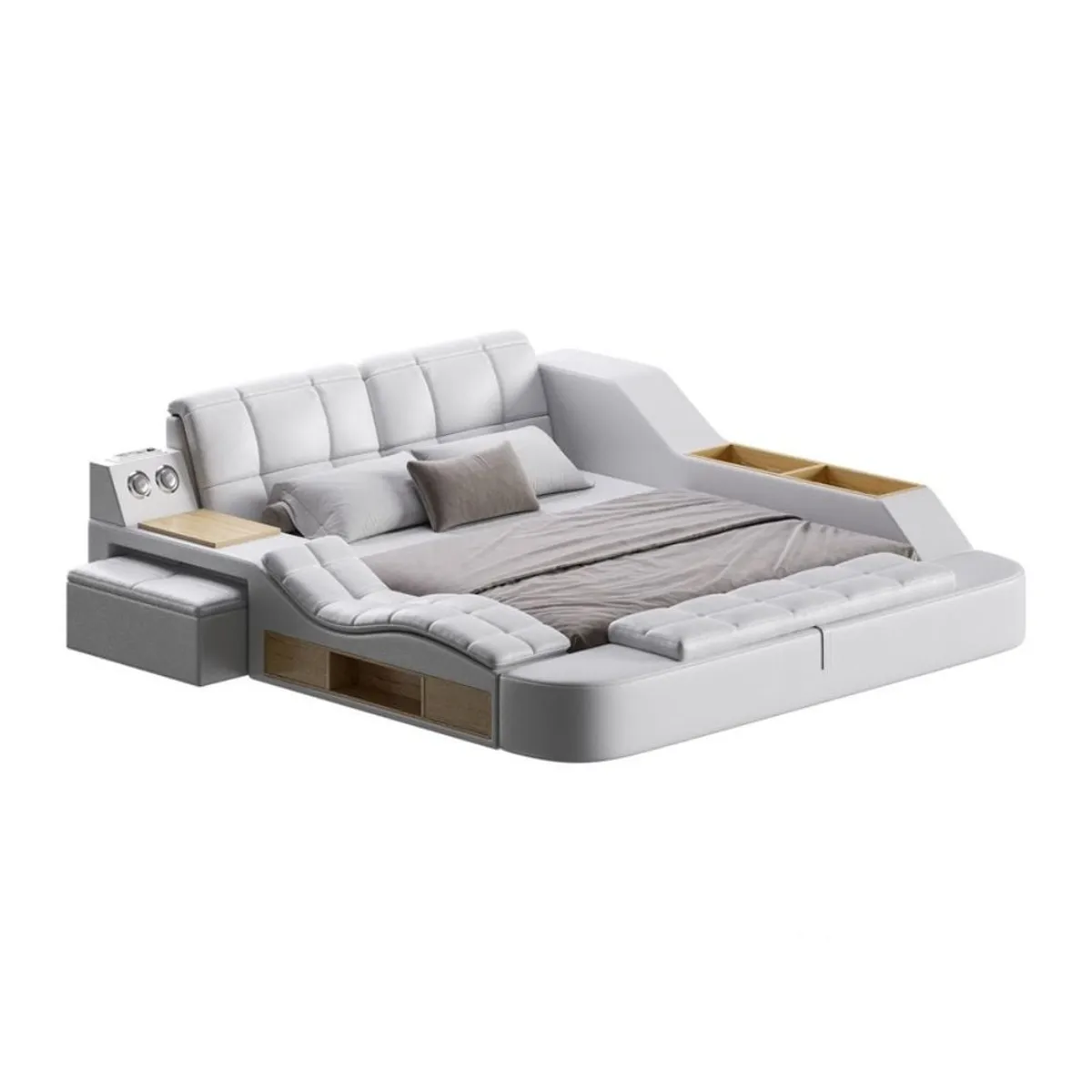 GENERICO - Cama Tapizada Bianca - King Plz - Gris claro