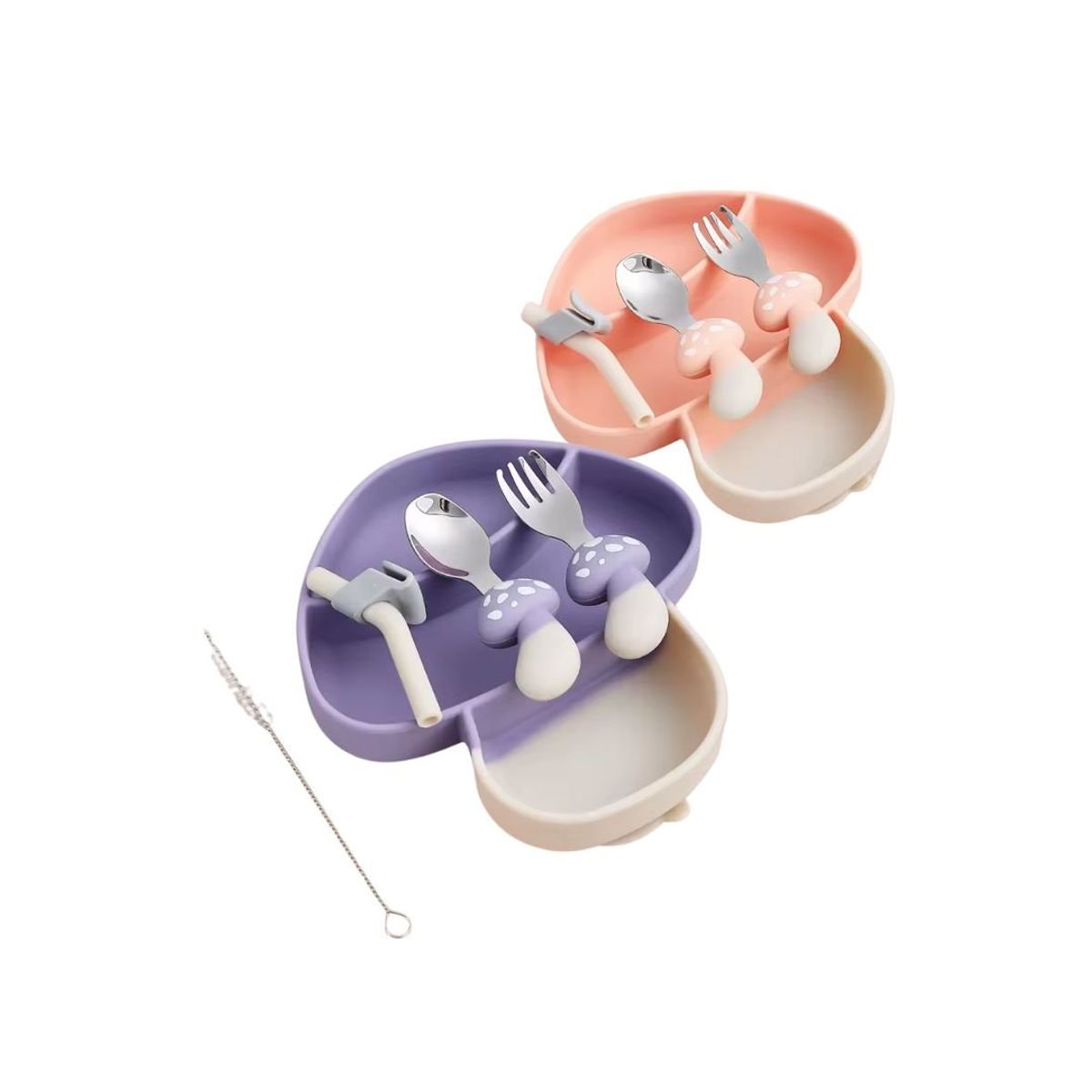 GENERICO - Set De Platos Bebé - Diseño Honguito Niña 5pzs