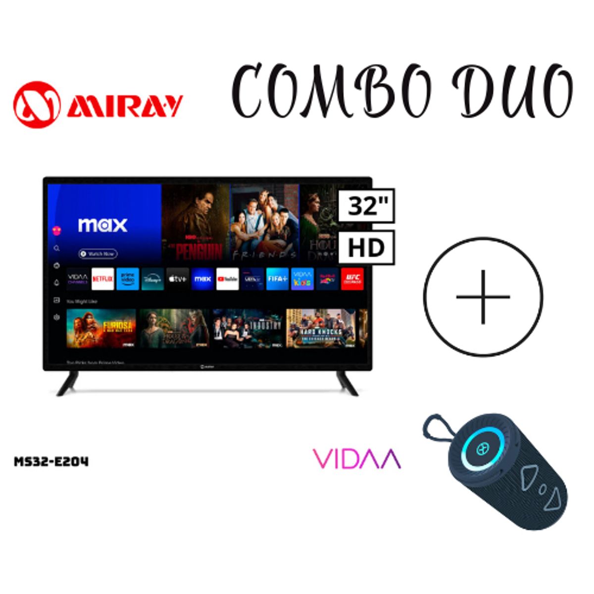 MIRAY - TELEVISOR MIRAY 32 SMART TV VIDAA HD LED - MS32-E204 + PARLANTE  PORTATIL NEX