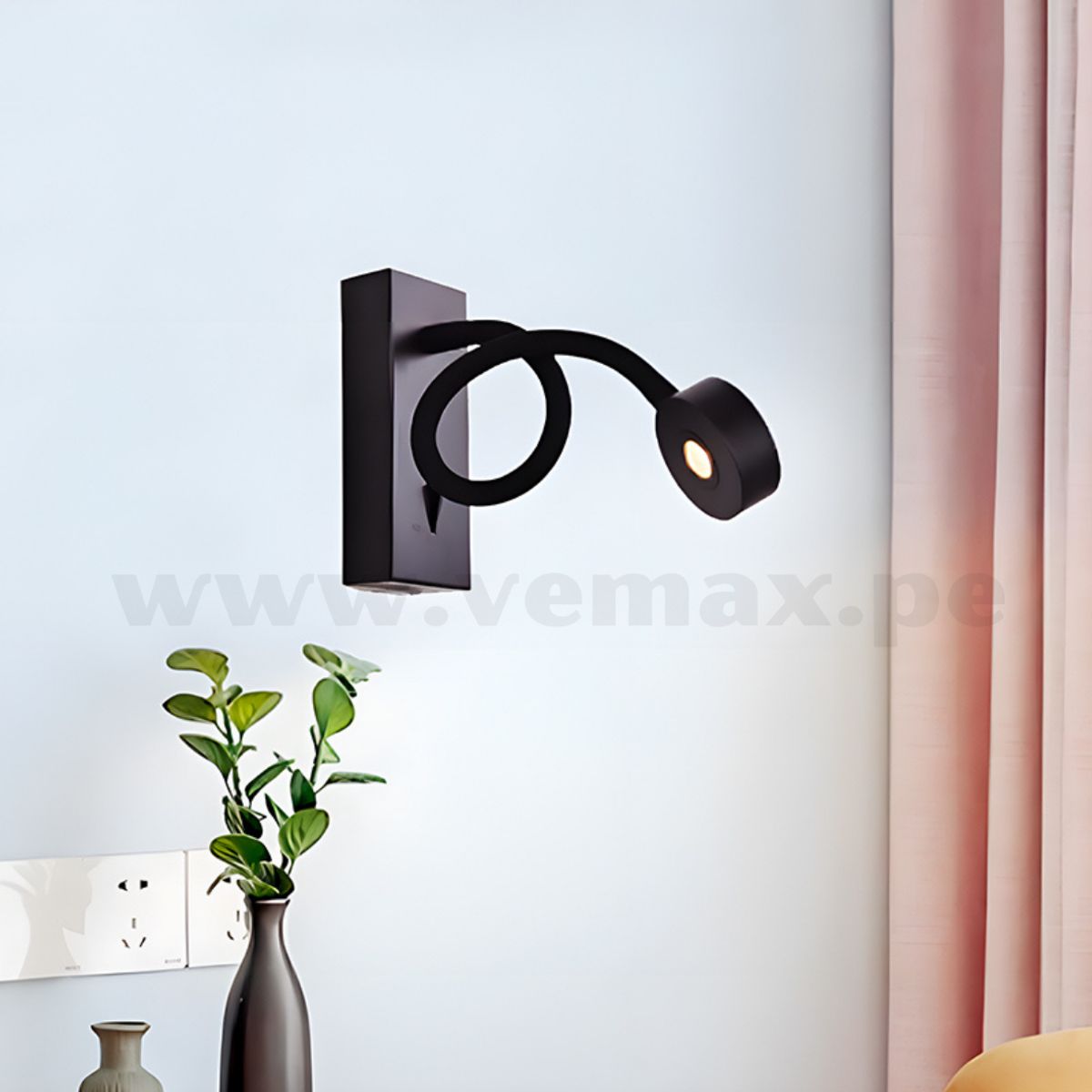 GENERICO - Aplique Black Elastic Eye Luz Cálida