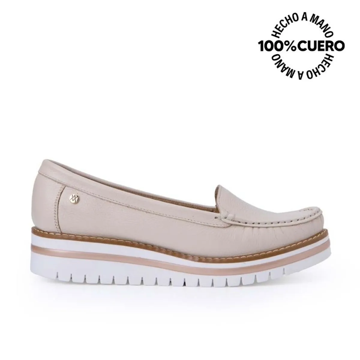 VIALE - Zapato Mocasín Casual AVE-2313 Vainilla Viale Cuero