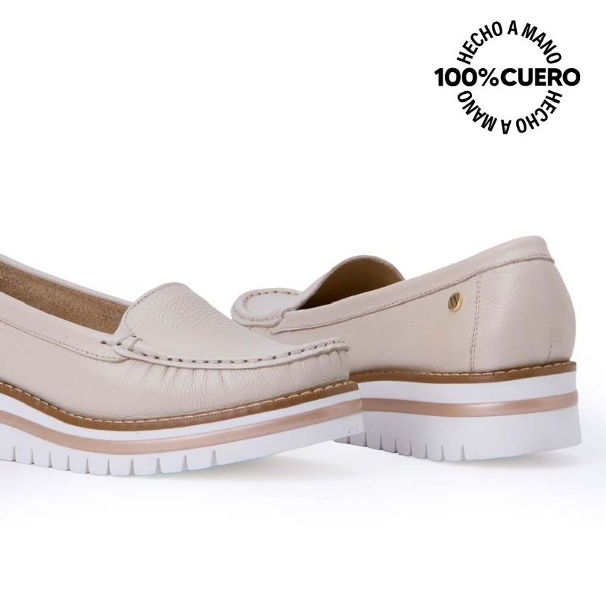 VIALE - Zapato Mocasín Casual AVE-2313 Vainilla Viale Cuero