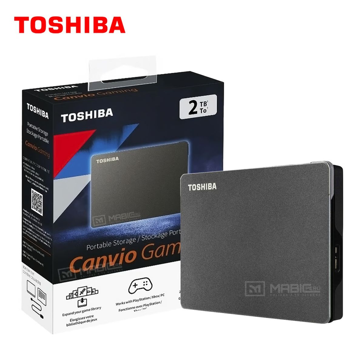 TOSHIBA - Disco Duro Externo Toshiba Canvio Gaming 2TB - Negro - Portátil