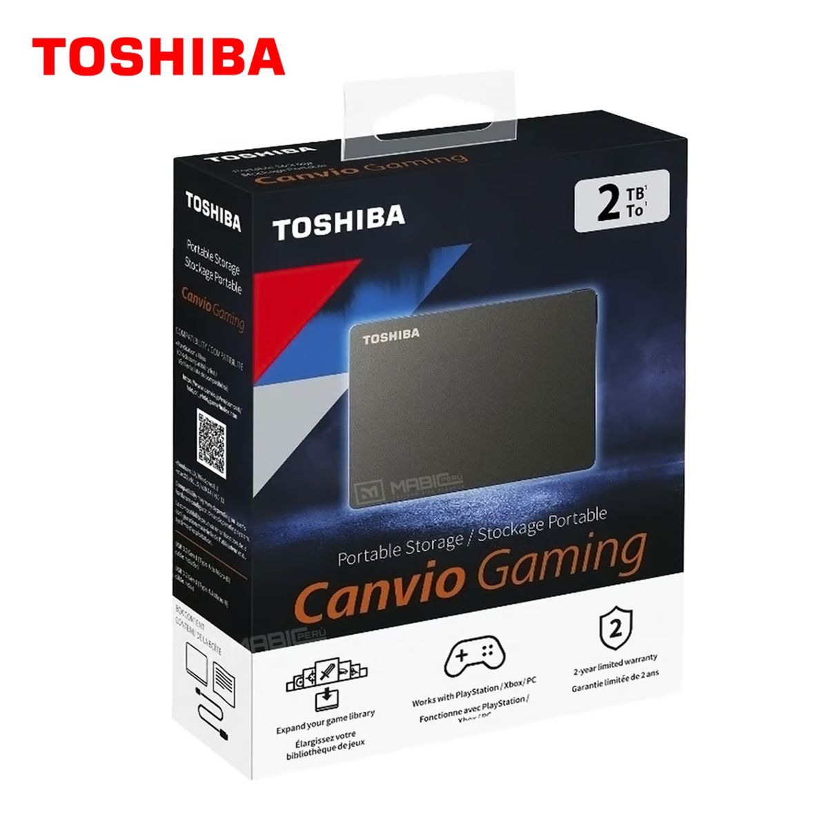 TOSHIBA - Disco Duro Externo Toshiba Canvio Gaming 2TB - Negro - Portátil