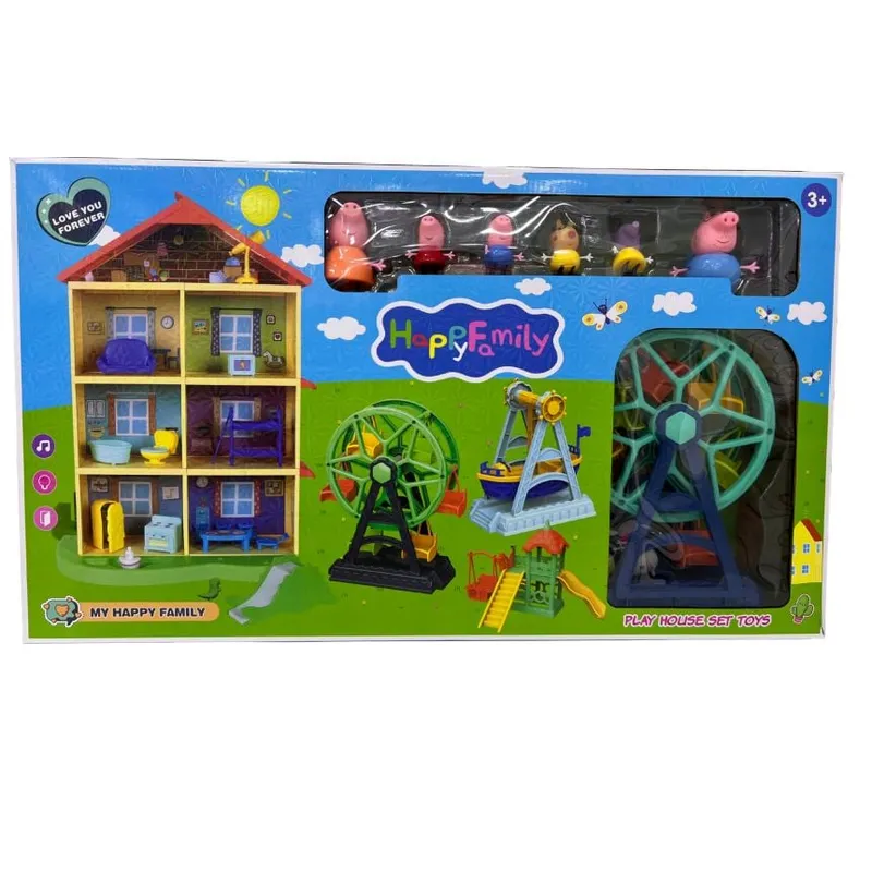 GENERICO - Casa Peppa Grande 3 Pisos con Sonido Incluye Ruleta, Barco y Parque