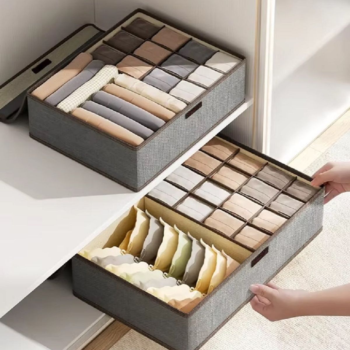 GENERICO - Pack x 2 Cajas de Almacenamiento de Ropa Interior con Tapa