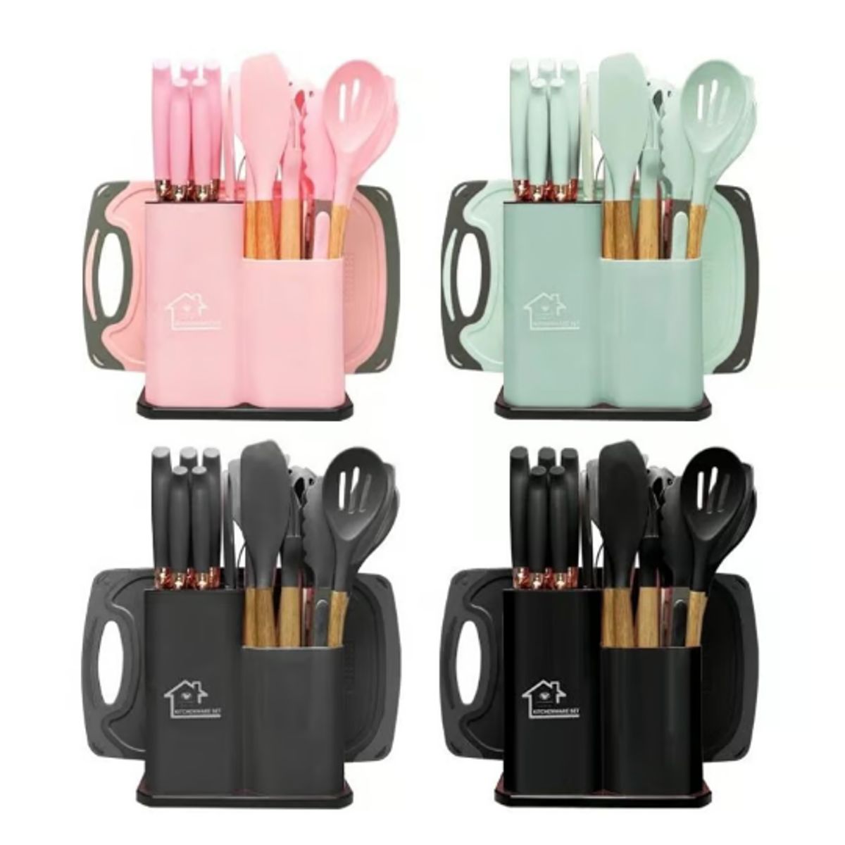 GENERICO - SET DE CUCHARONES CUCHILLOS & TABLA DE PICAR