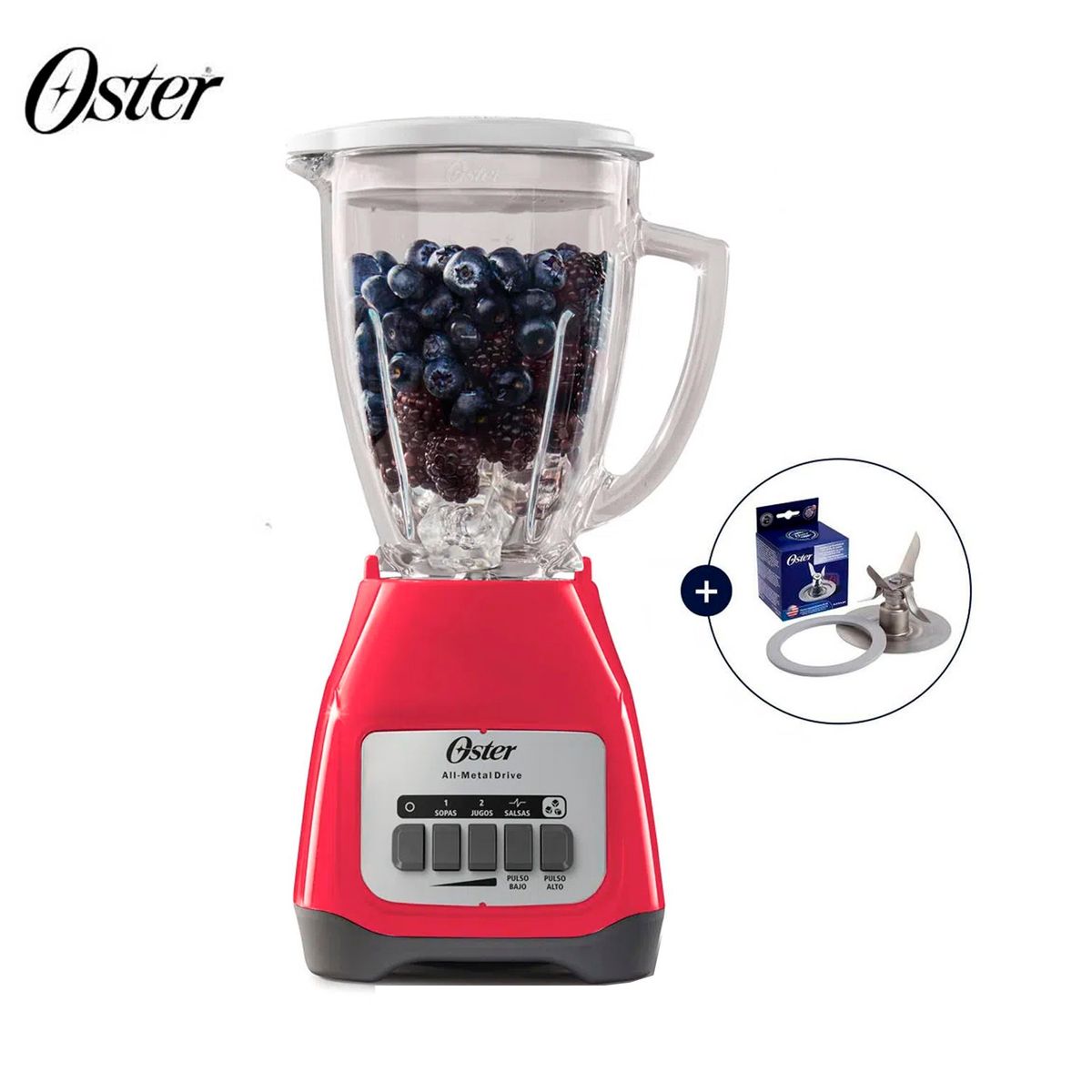 OSTER - Licuadora Oster 2 velocidades y vaso de vidrio BLSTKAGMPB - Sandia + cuchilla