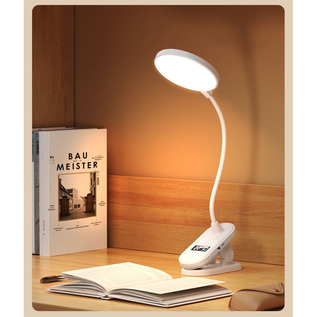 GENERICO - Lampara Luz Led Inalámbrica 3 Tonos Y Tipos De Luz + Reloj