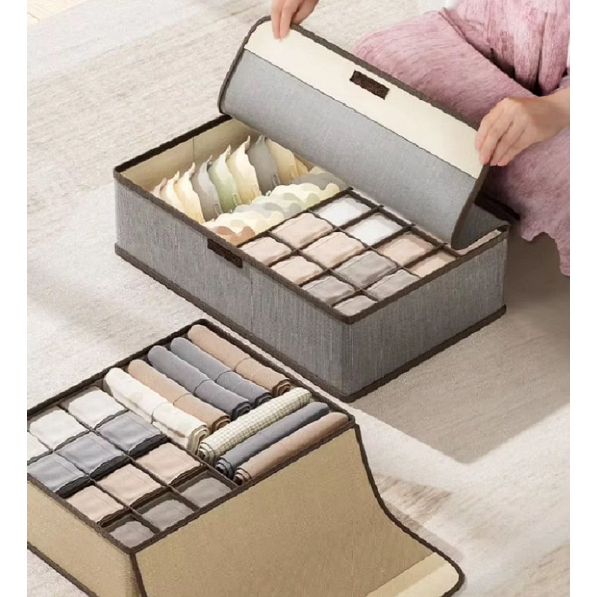 GENERICO - Pack x 2 Cajas de Almacenamiento de Ropa Interior con Tapa