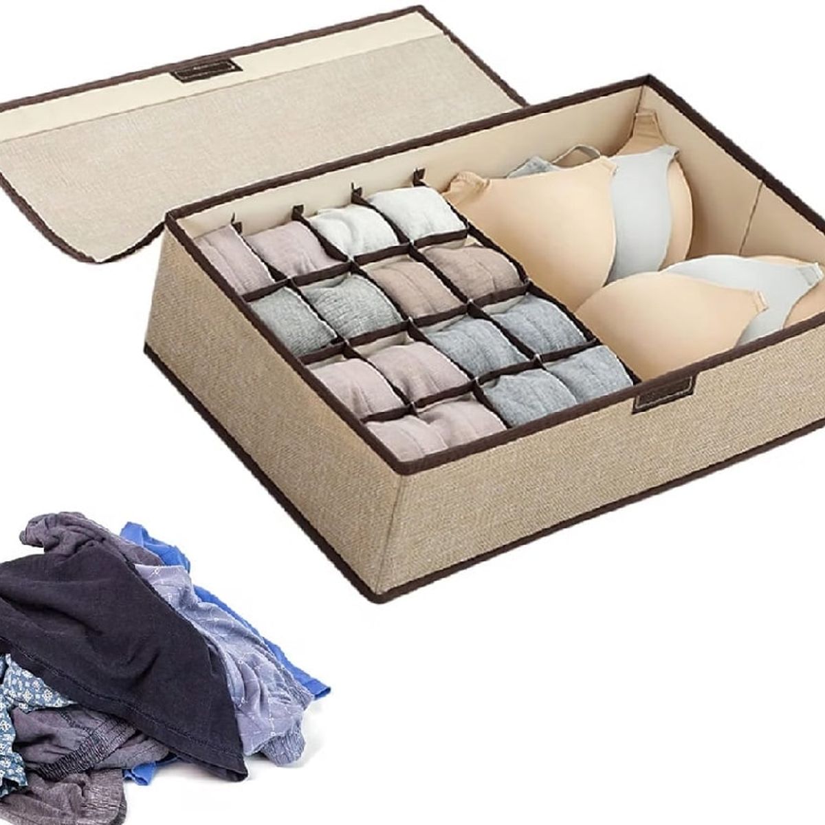 GENERICO - Pack x 2 Cajas de Almacenamiento de Ropa Interior con Tapa