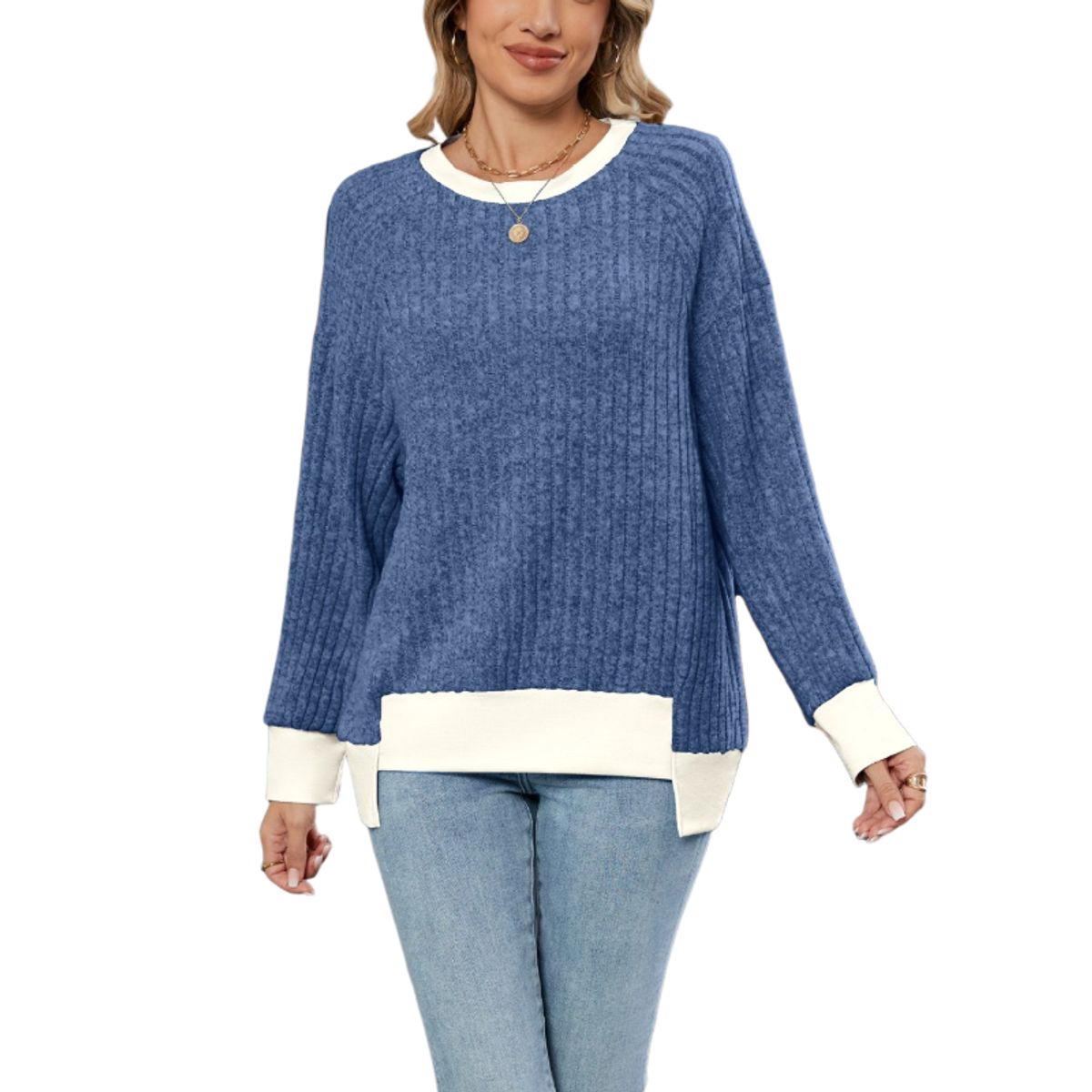 BLWOENS - Polera de manga larga para mujers - Azul