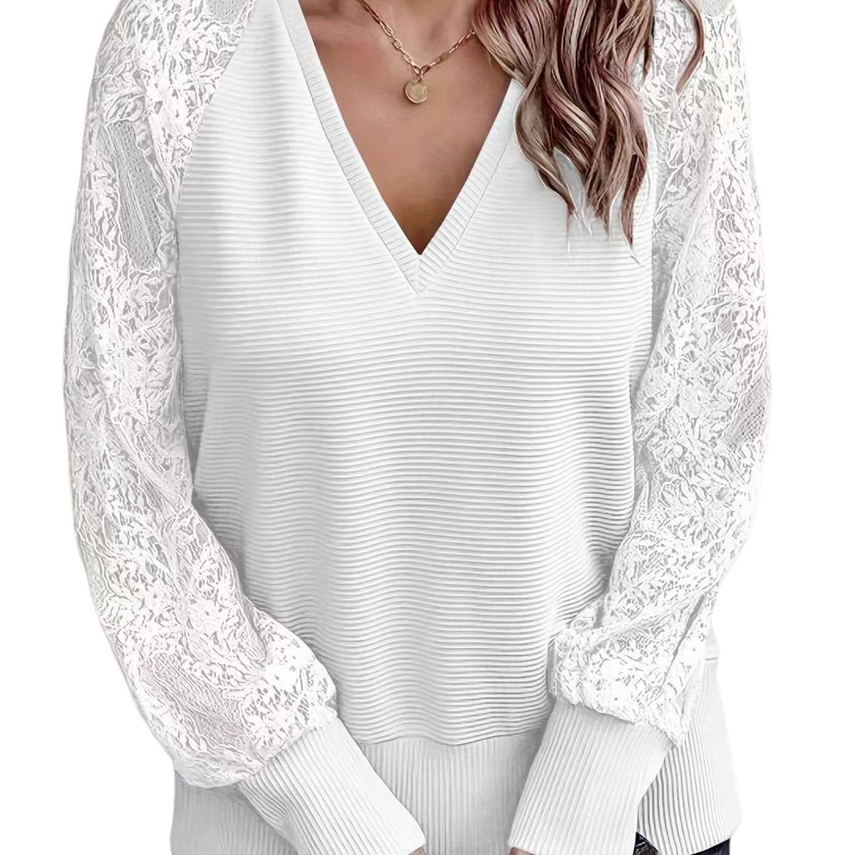 BLWOENS - Polera de manga larga para mujers - Blanco