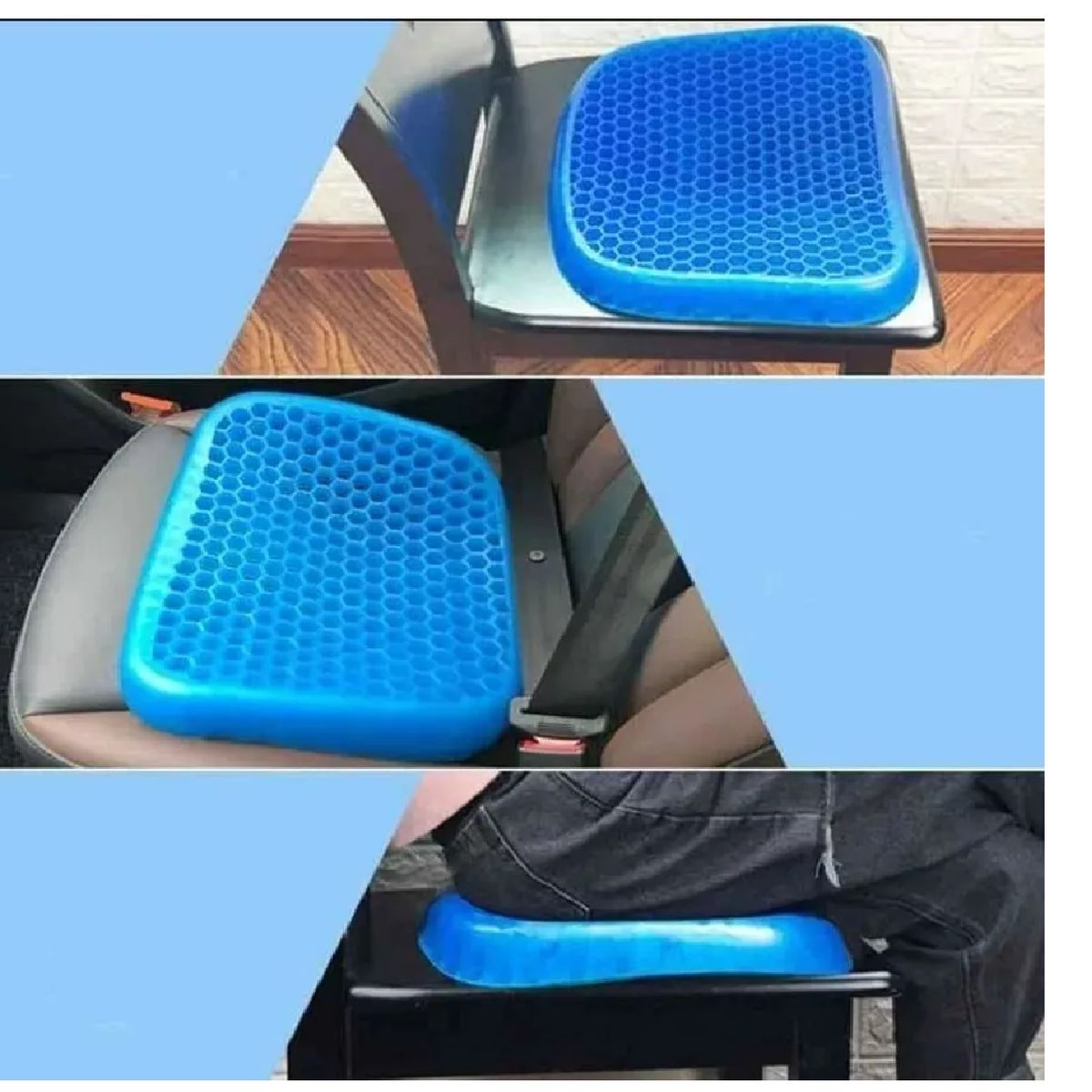 GENERICO - PACK ASIENTO COJIN GEL DE 1000 GR MAS COJIN RESPALDAR LUMBAR