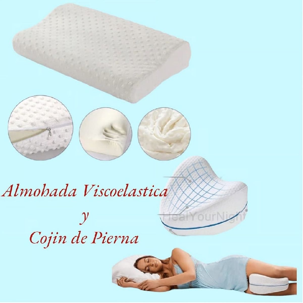 GENERICO - Almohada Viscoelastica Memory Pillow  + Cojin de Pierna
