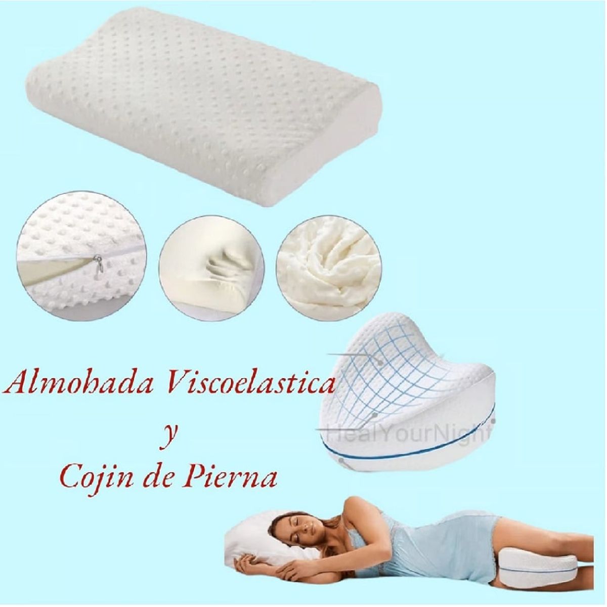 GENERICO - Almohada Viscoelastica Memory Pillow  + Cojin de Pierna