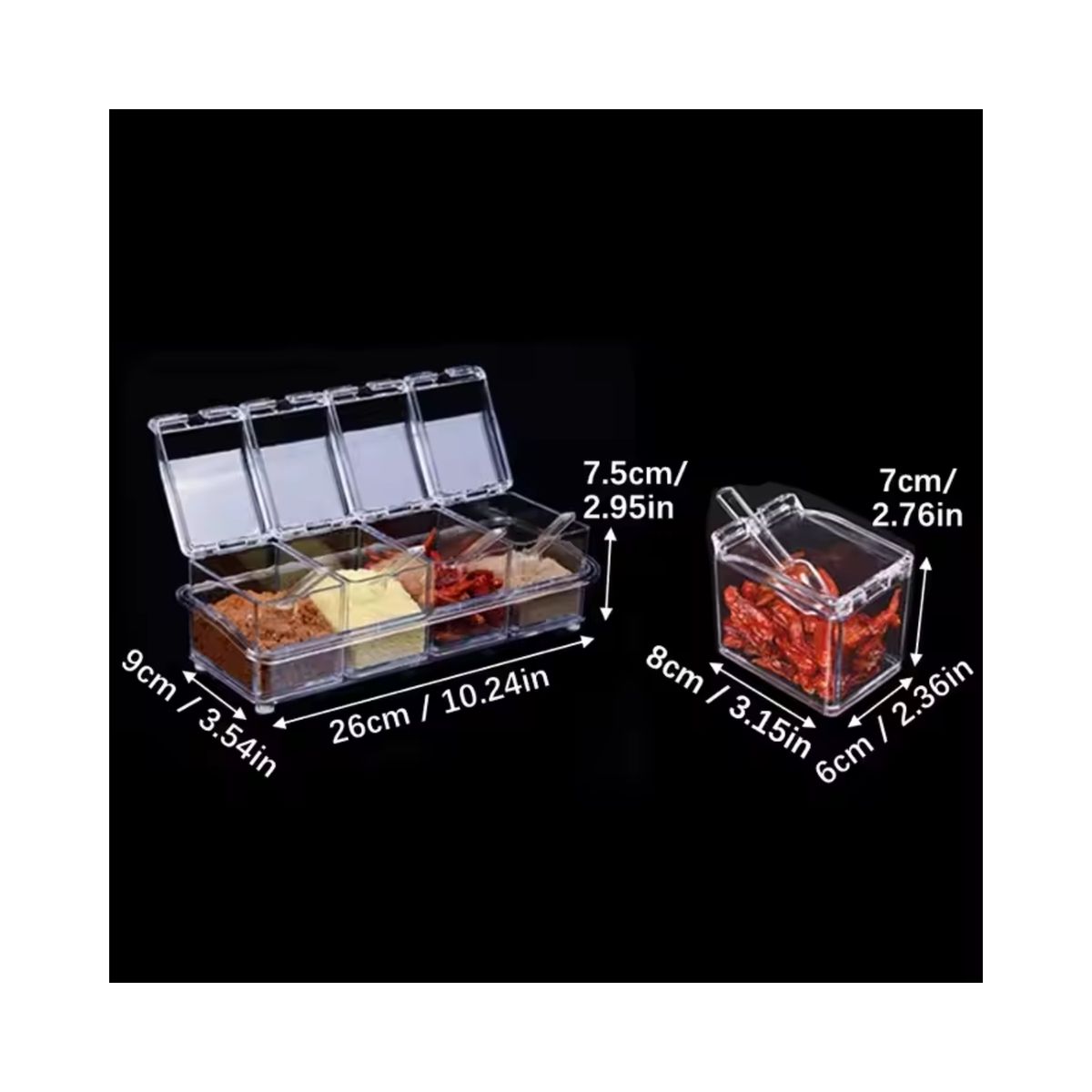 GENERICO - CONDIMENTERO ACRILICO DE 4 DIVISIONES CON CUCHARITA