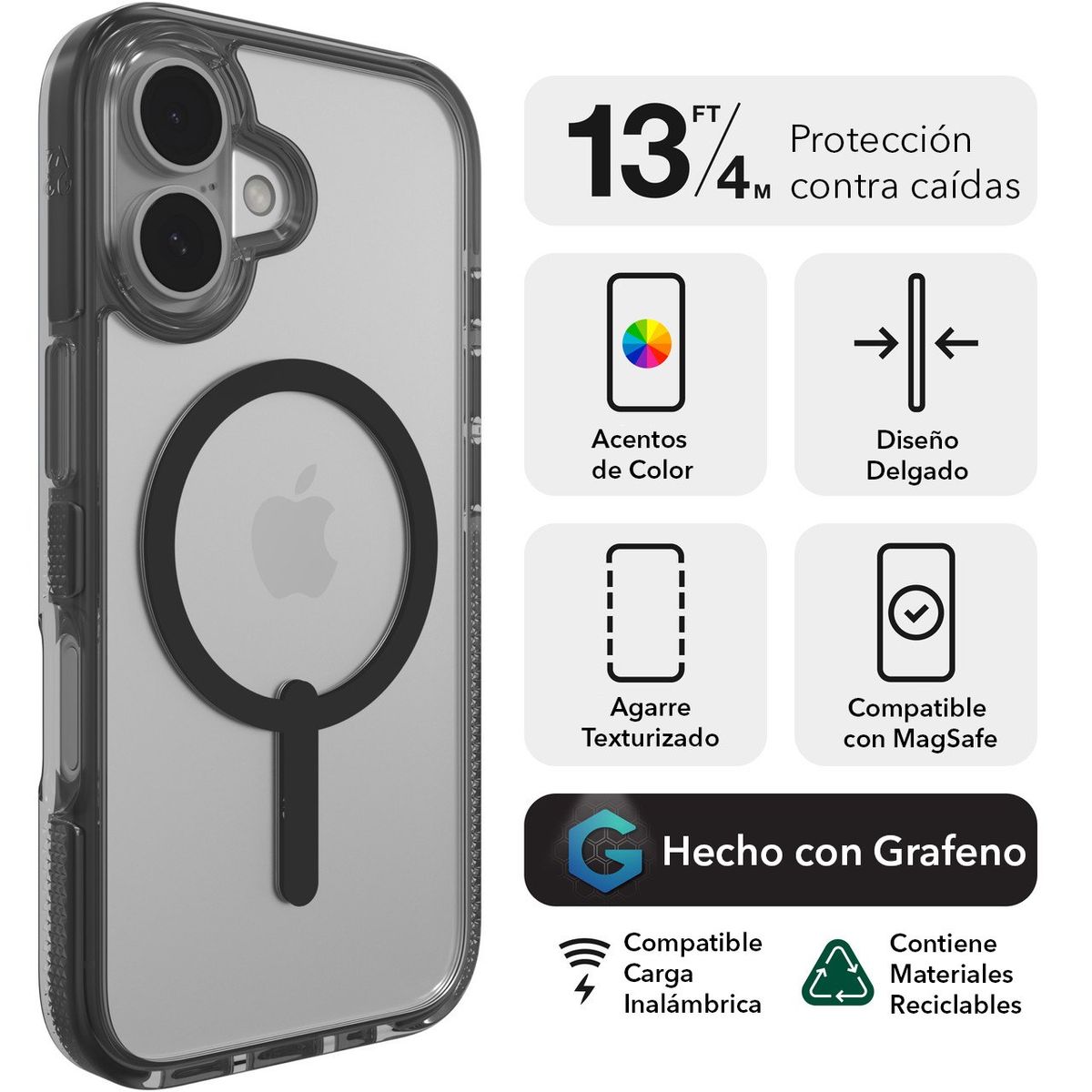 ZAGG - Case ZAGG Santa Cruz para iPhone 16 con Magsafe - Negro