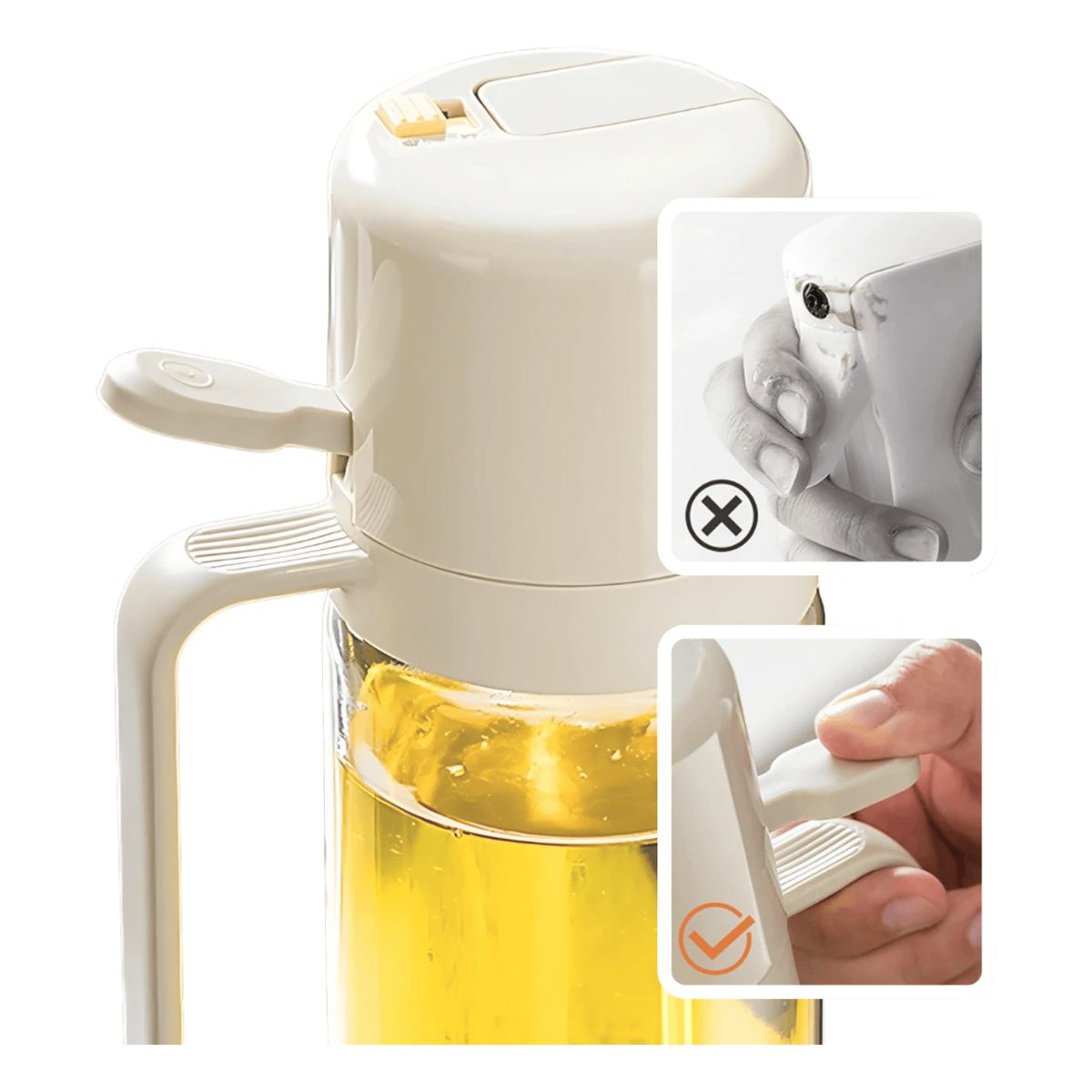 GENERICO - Dispensador de aceite 500 ml - Spray y vertedor con cierre automático