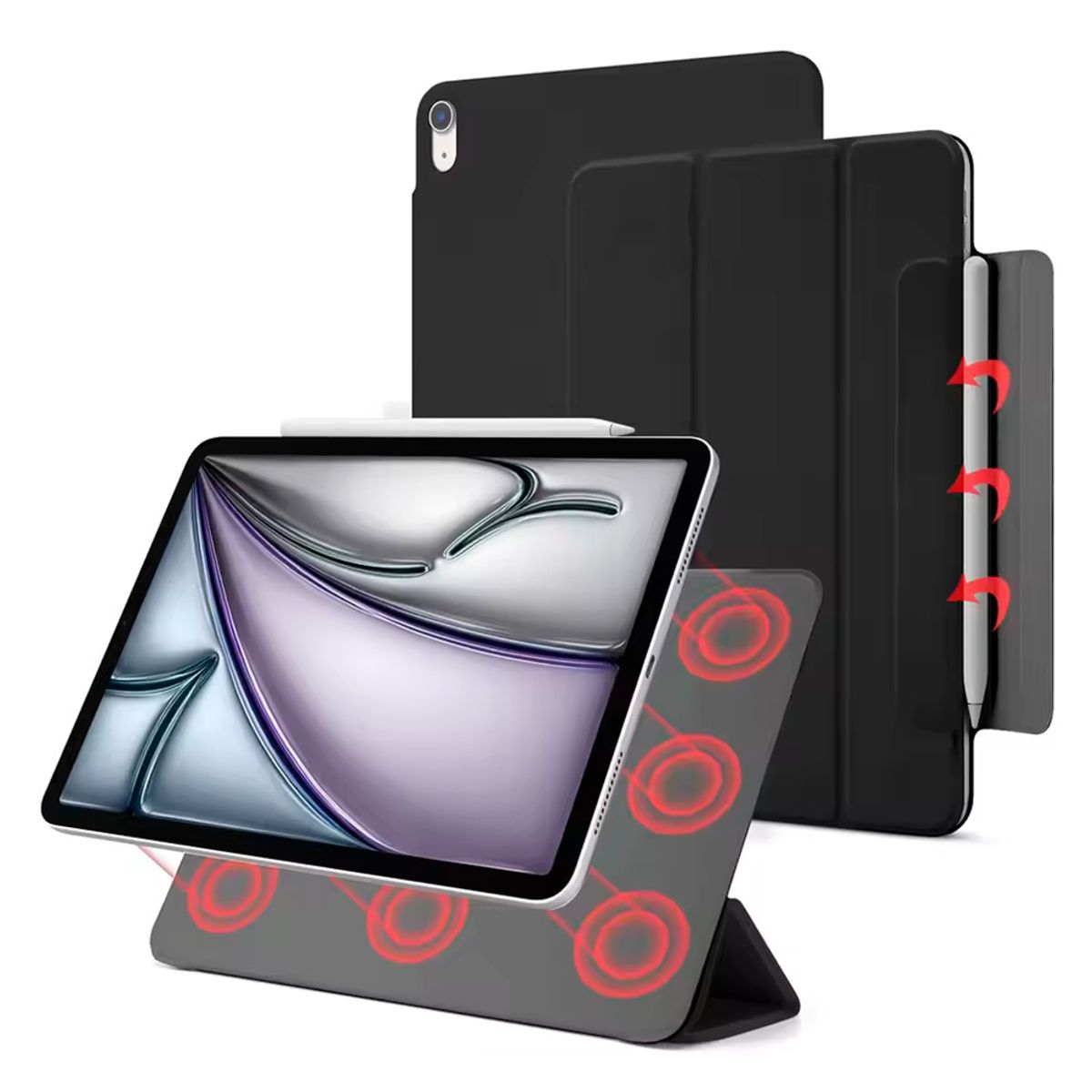 GENERICO - Carcasa Funda Ligera Magnética Para Ipad Air M2 - M3 11 " - NEGRO