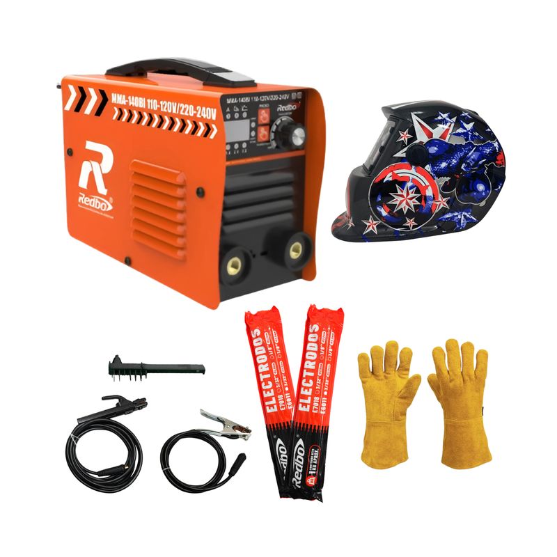 REDBO - REDBO Soldadora Inversora MMA-140 110220V PORTÁTIL + 2 KG ELECTRODO