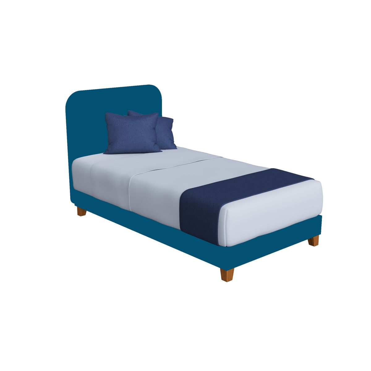 MUEBLES MACRUMO - CAMA MONTESSORI TAPIZADA EVOLUTIVA DESARMABLE + PATAS AZUL 1.5 PLZ