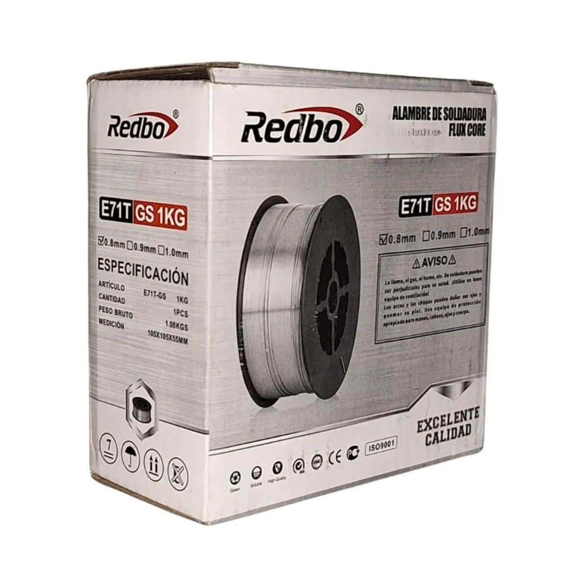 REDBO - Alambre de Soldadura MIG FLUX REDBO E71T-GS 0.8 mm 1 Kg