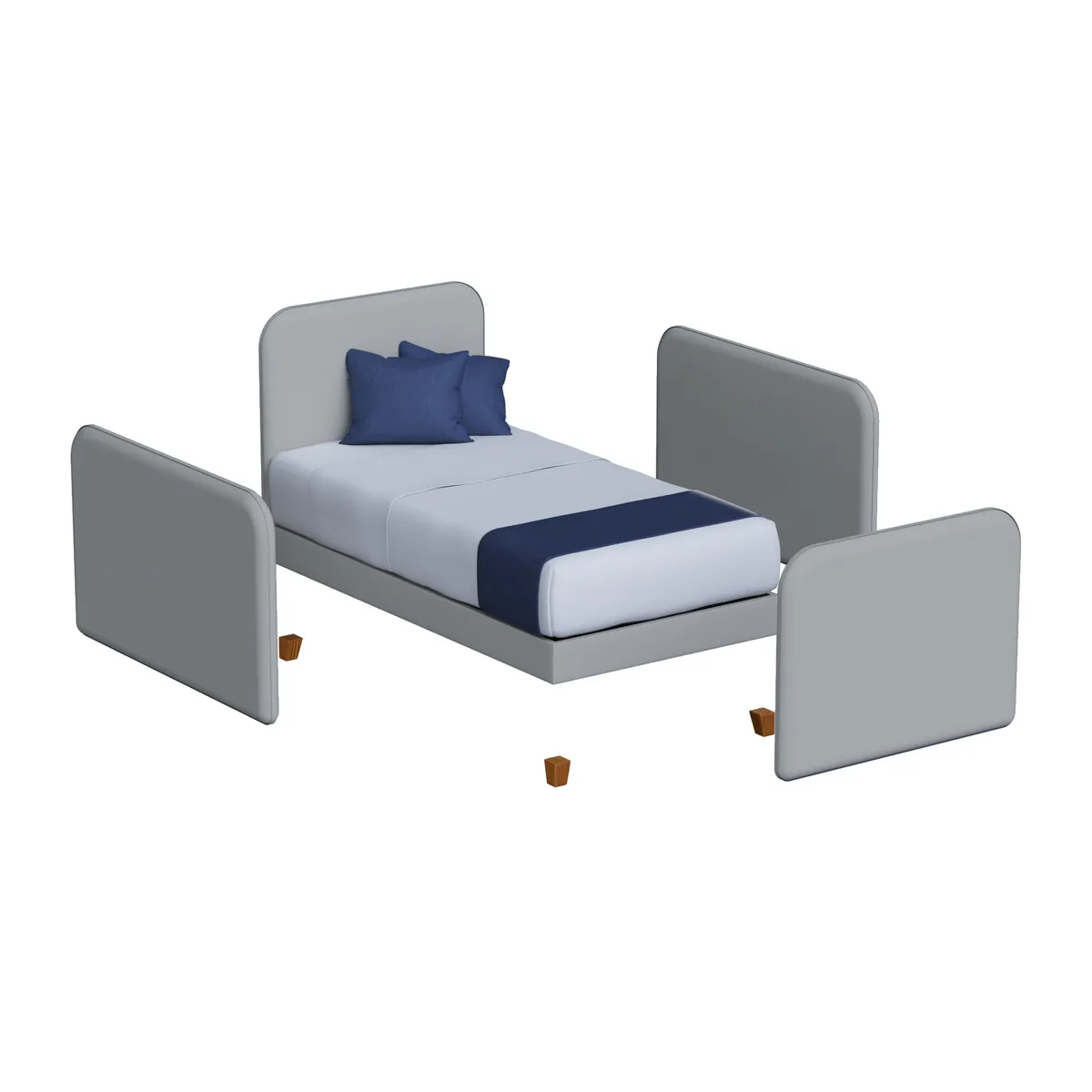 MUEBLES MACRUMO - CAMA MONTESSORI TAPIZADA EVOLUTIVA DESARMABLE + PATAS GRIS 1 PLZ