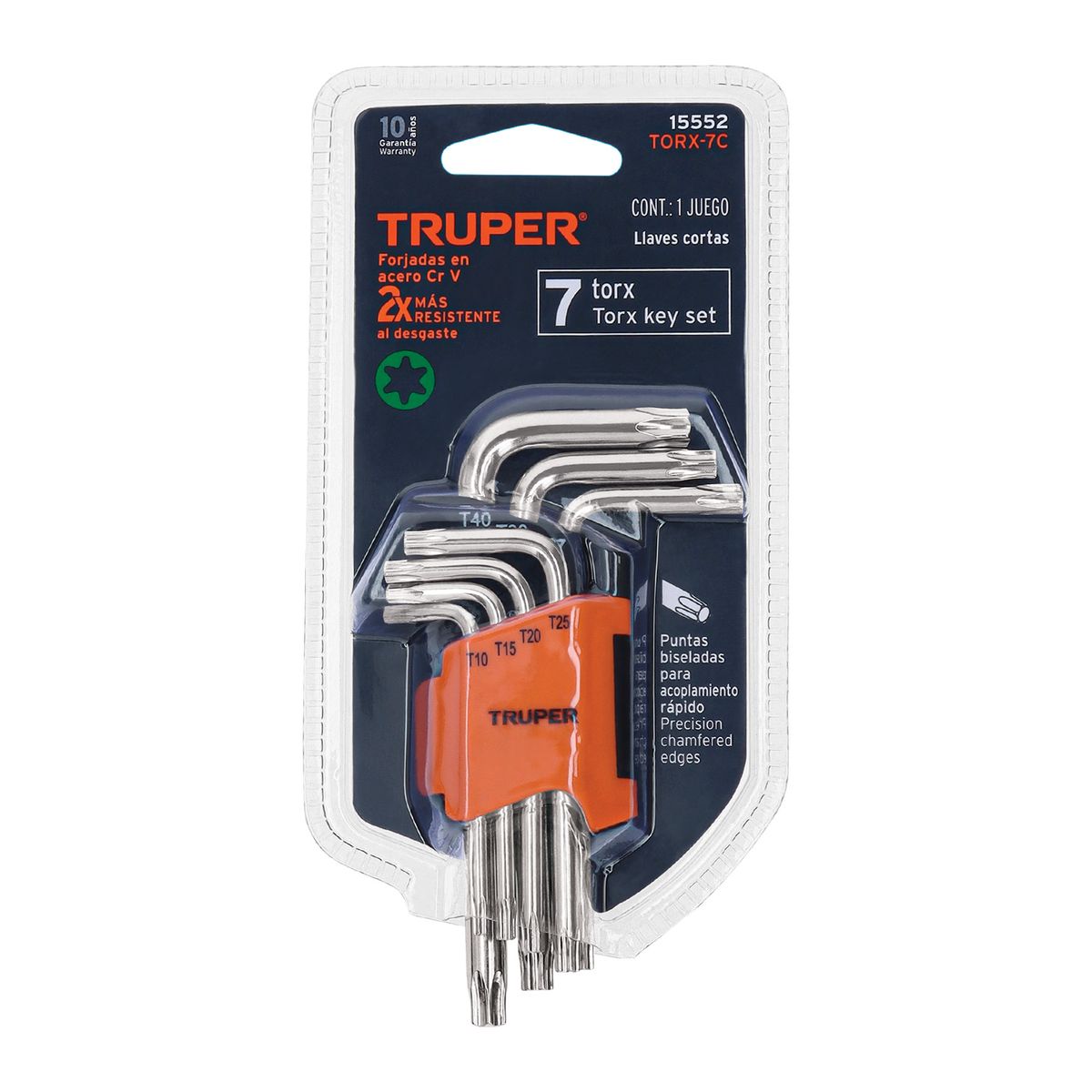 TRUPER - Juego de 7 llaves torx con organizador, truper 15552