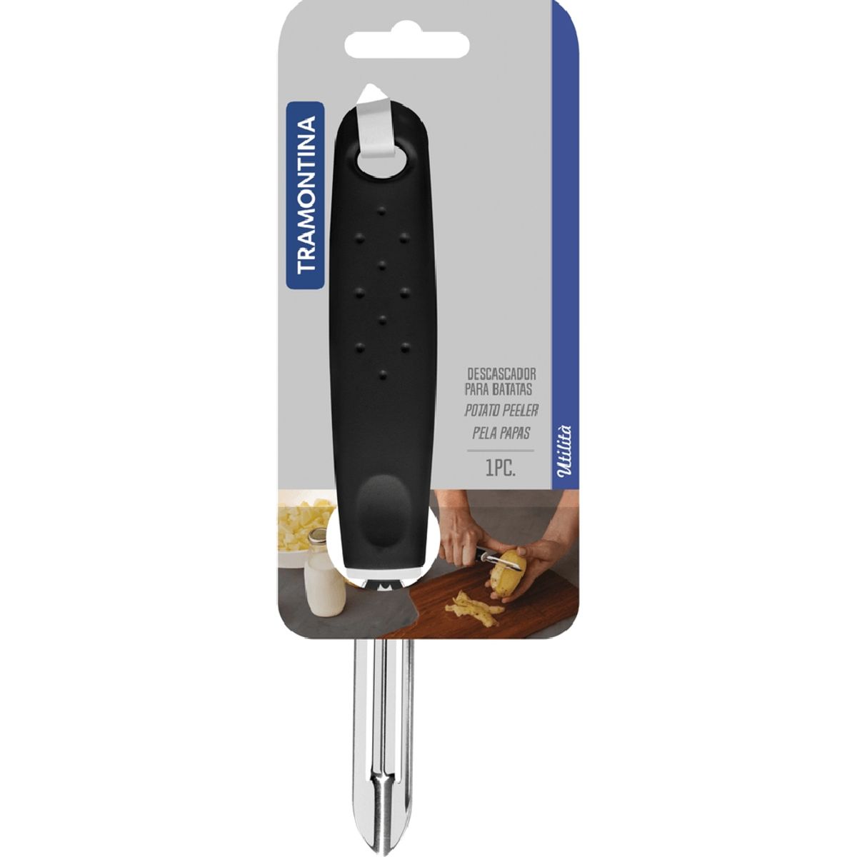 TRAMONTINA - Pelador de Papas Manual Tramontina de Polipropileno Negro 25627100