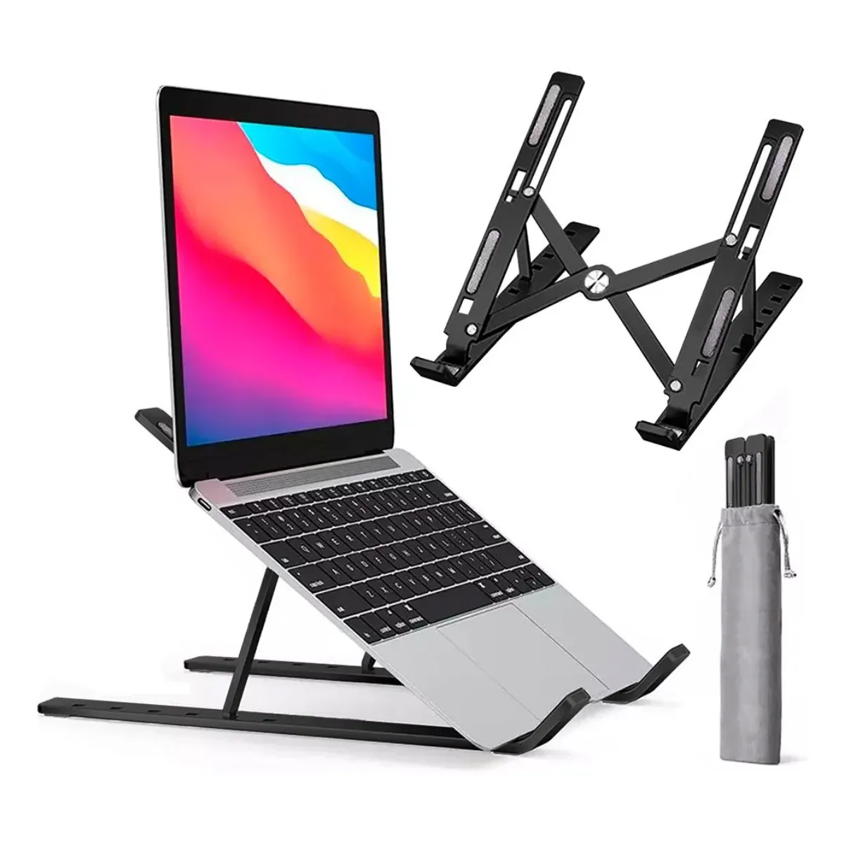 GENERICO - Soporte de Aluminio Plegable para Laptop -Negro