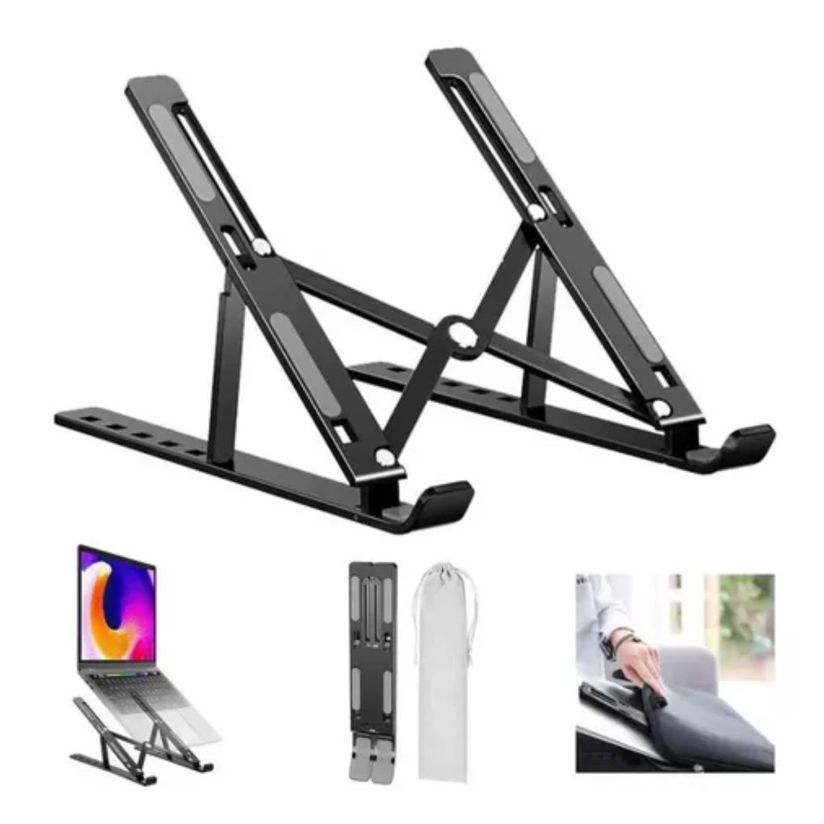 GENERICO - Soporte de Aluminio Plegable para Laptop -Negro