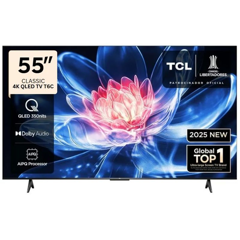 TCL - TELEVISOR TCL QLED 55" Smart TV Ultra HD 4K Año 2025 55T6C