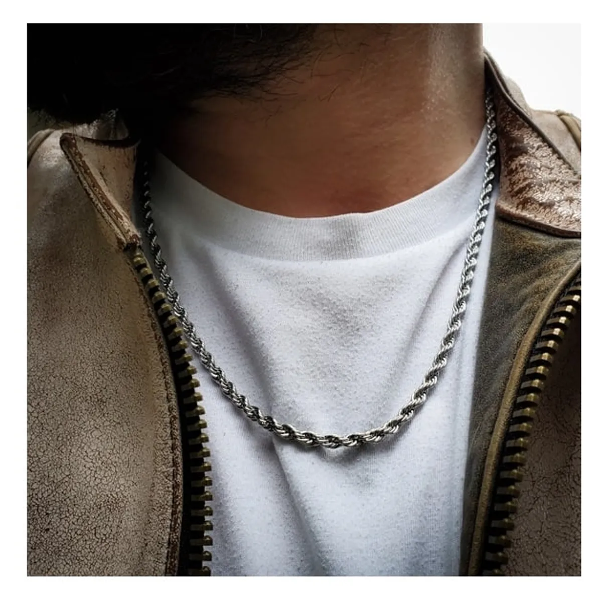 OEM - Cadena Collar Hombre Torcida En Fino Acero Inoxidable 316L