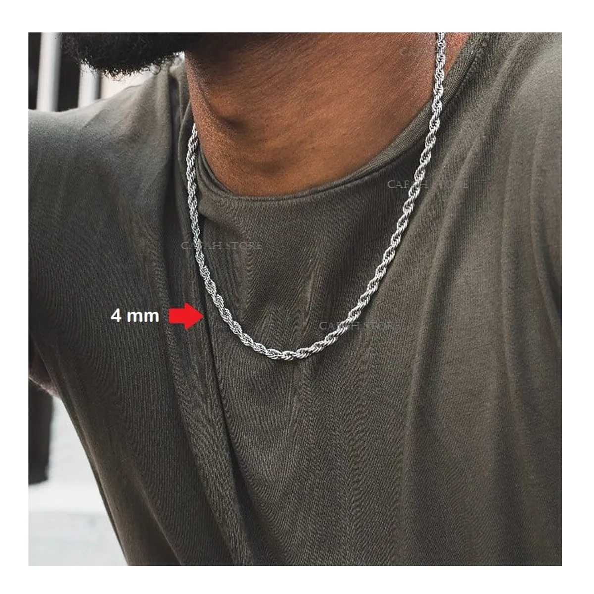 OEM - Cadena Collar Hombre Torcida En Fino Acero Inoxidable 316L