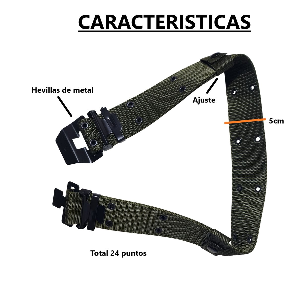 GENERICO - Correa Cinturón táctico Verde ajustable 110cm - 130cm