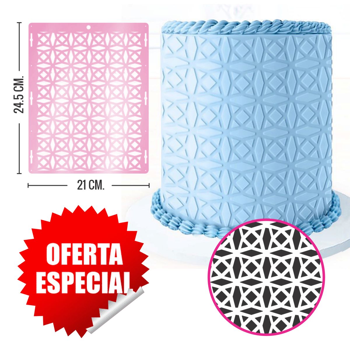 GENERICO - Plantilla Stencil Modelo Kristal para Reposteria