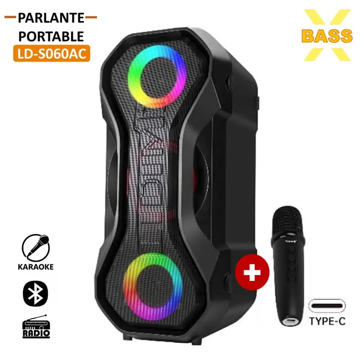 LIDIMI - Parlante LIDIMI X-BASS LD-S060AC 240W USB FM BT Micrófono Inalámbrico