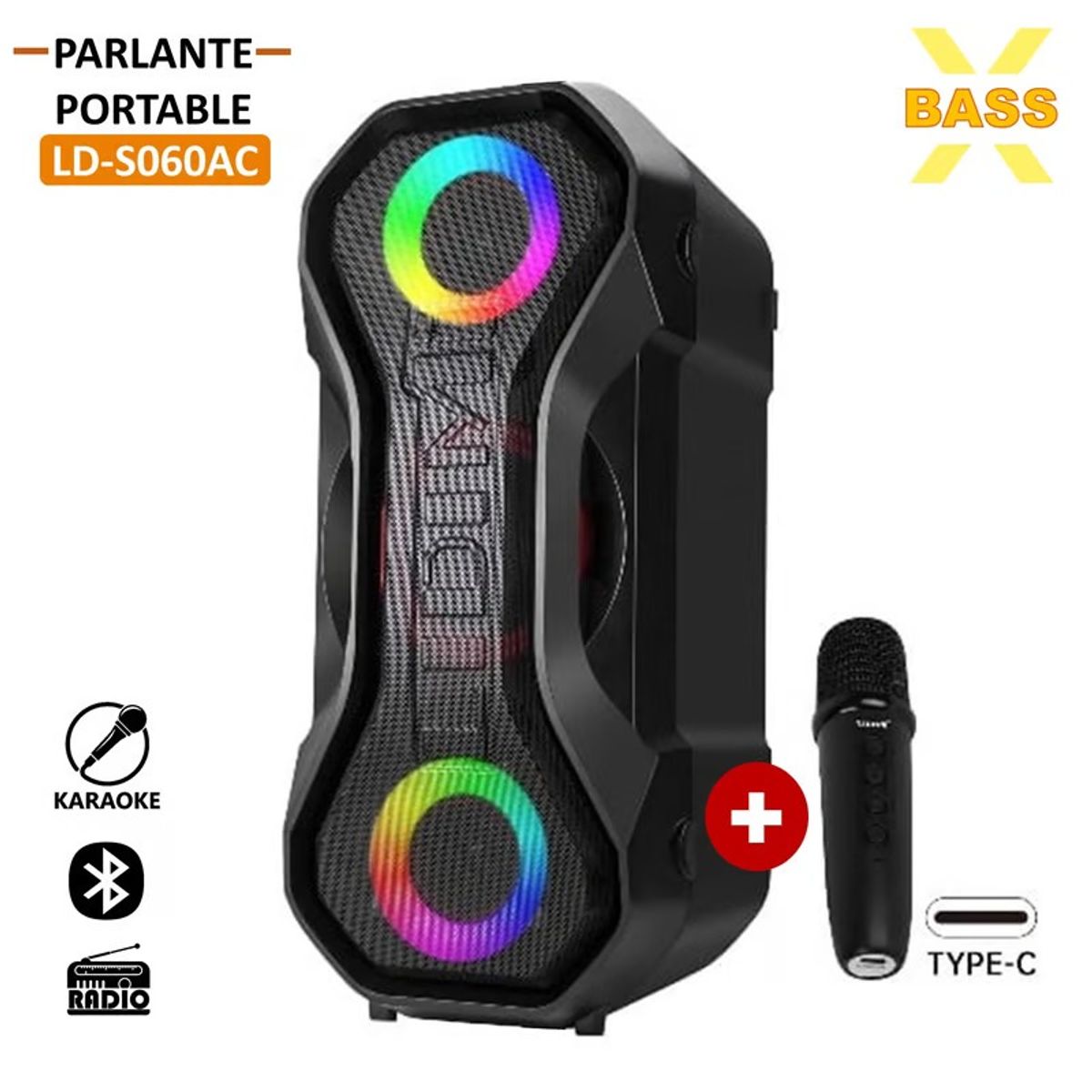 LIDIMI - Parlante LIDIMI X-BASS LD-S060AC 240W USB FM BT Micrófono Inalámbrico