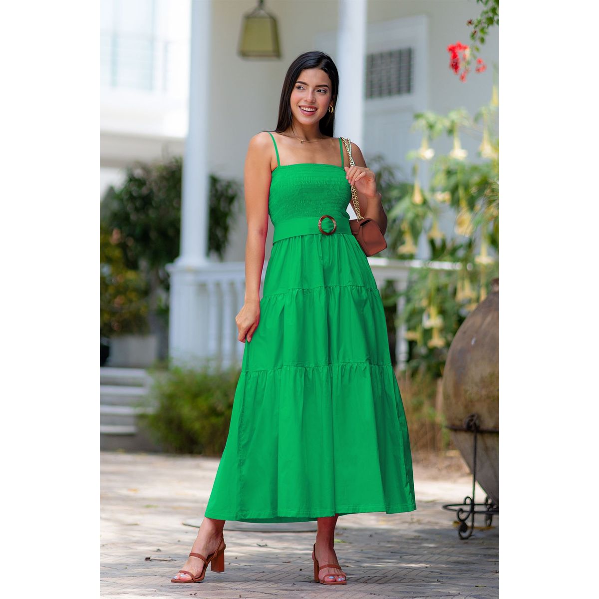 ARMA TU LOOK - VESTIDO VALENTINA LARGO FALDA TRES TIEMPOS CON CINTURÓN ARMA TU LOOK