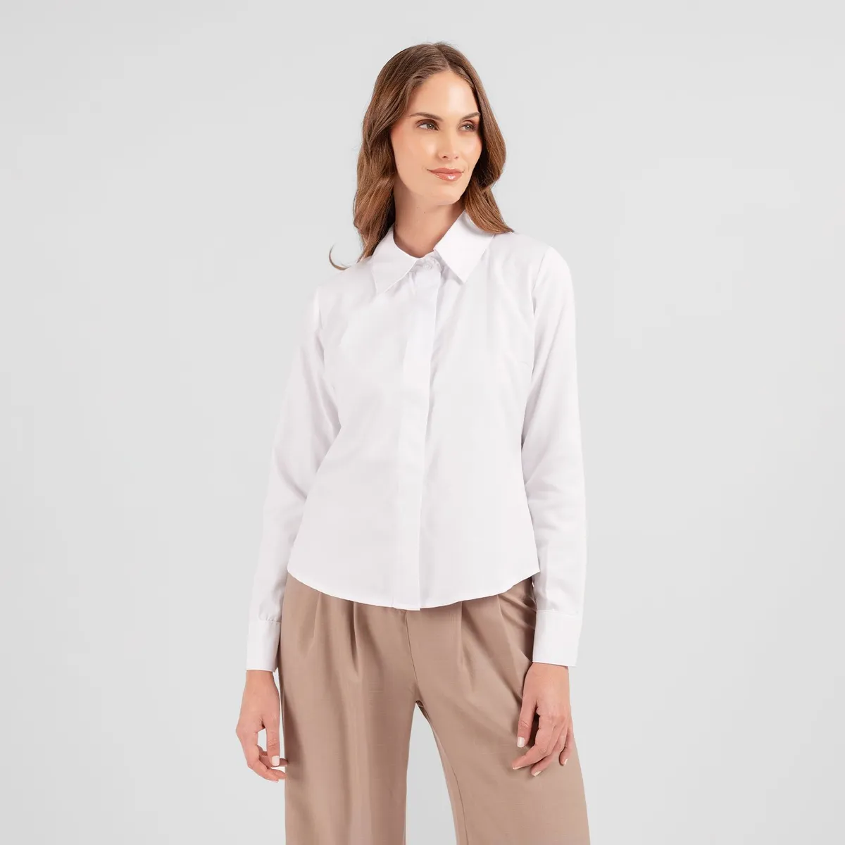 TEILOR - BLUSA DE VESTIR BOTON ESCONDIDO MUJER