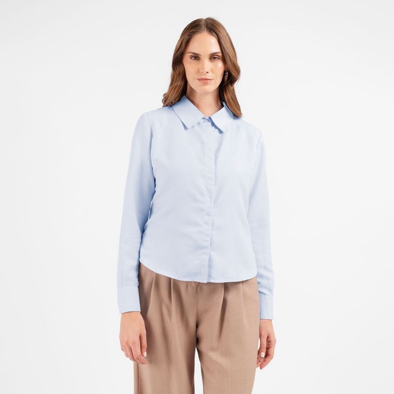 TEILOR - BLUSA DE VESTIR BOTON ESCONDIDO MUJER